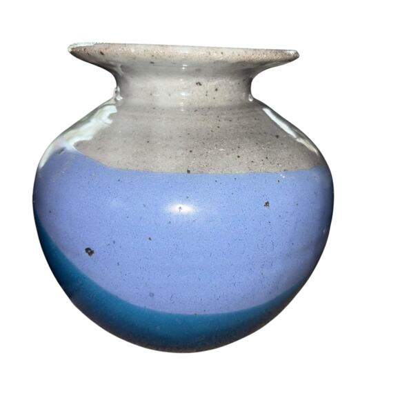 Studio Artisan Pottery Vase Signed Nancy Read Blue Gray Handmade Handpainted - Picture 3 of 8